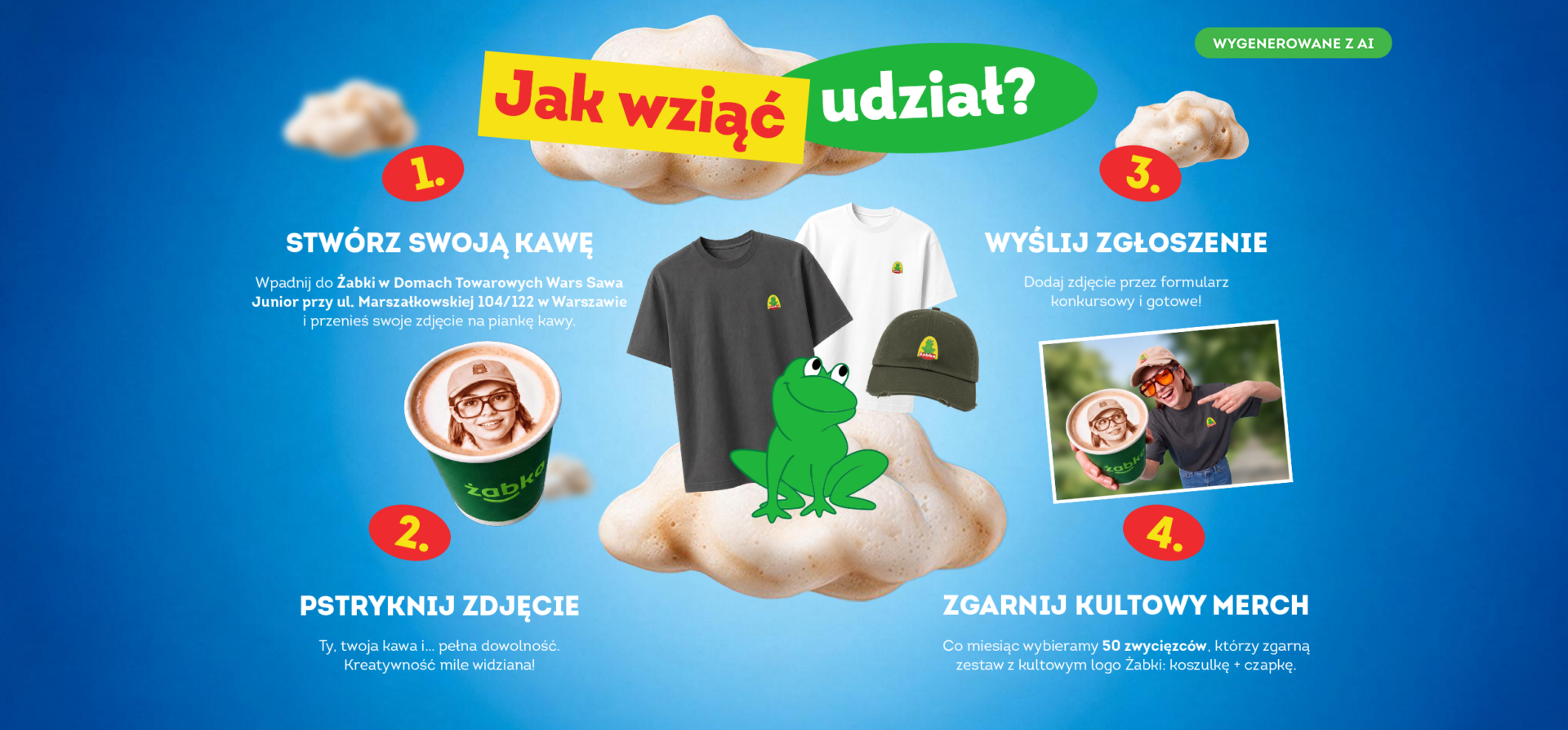 Graficzne przedstawienie jak wziąć udział w promocji.